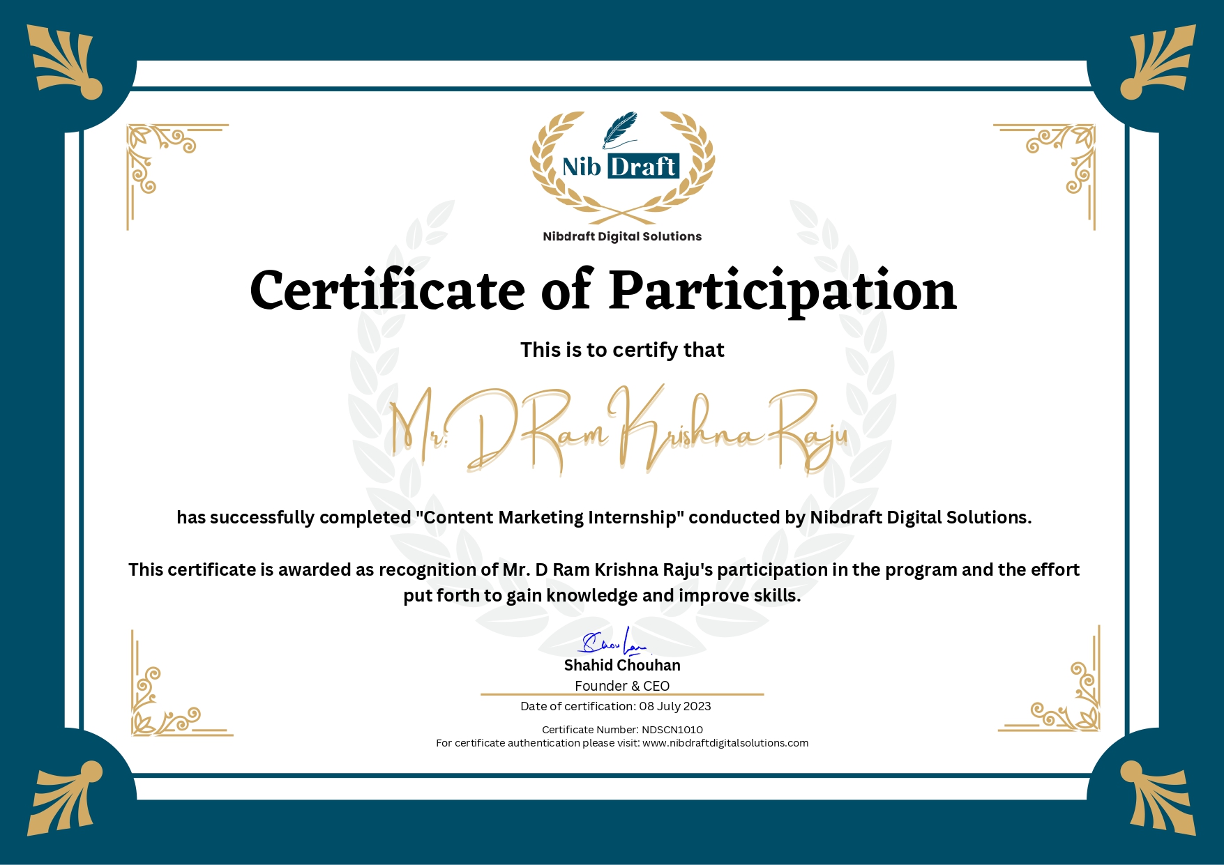 NDSCN1010: Mr. D Ram Krishna Raju